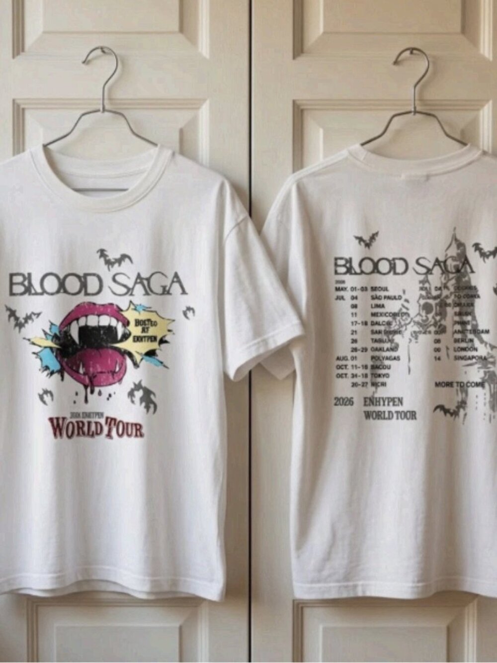 Blood Saga Vampire Mouth World Tour Graphic Tee Vintage Goth Unisex Shirt